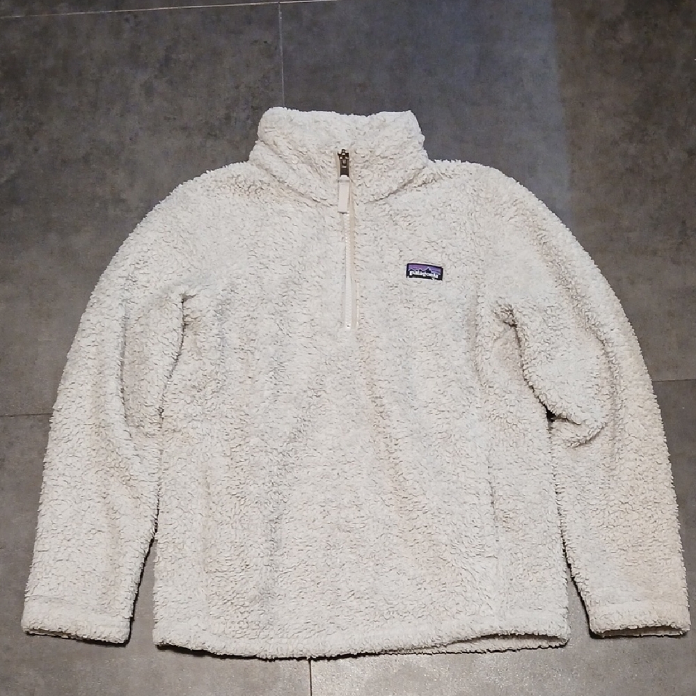 Patagonia Grey Pull Over Fleece Jacket Girls Size Medium-10